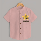 Cute Little Star Personalized Shirt - PEACH - 0 - 6 Months Old (Chest 23")