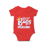 Baby Boss Boy Personalized Romper - RED - New Born (Chest 14")