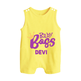 Baby Boss Girl Personalized Button Romper - PASTEL YELLOW - New Born (Chest 18")