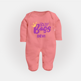Baby Boss Girl Personalized Full Body Suit - PEACH - New Born (Chest 7.5")