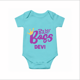 Baby Boss Girl Personalized Romper - ARCTIC BLUE - New Born (Chest 14")