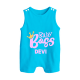Baby Boss Girl Personalized Button Romper - SKY BLUE - New Born (Chest 18")