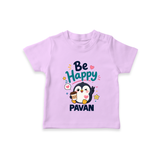Be Happy Penguin Personalized TShirt - LILAC - 0-5 Months Old (Chest 17")