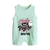 Cute But Psycho Personalized Button Romper - MINT GREEN - New Born (Chest 18")