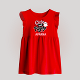 Cute But Psycho Personalized Baby Frock - RED - 0 - 3 Months Old (Chest 17")