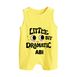 Little Bit Dramatic Personalized Button Romper - PASTEL YELLOW - New Born (Chest 18")