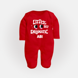 Little Bit Dramatic Personalized Full Body Suit - RED - New Born (Chest 7.5")