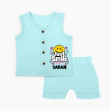 Just Smile Personalized Jabla Set - BABY BLUE - 0 - 3 Months Old (Chest 9.8")