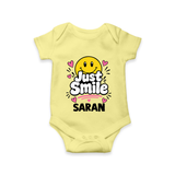 Just Smile Personalized Romper - PASTEL YELLOW - New Born (Chest 14")