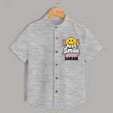 Just Smile Personalized Shirt - GREY - 0 - 6 Months Old (Chest 23")