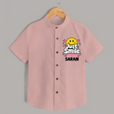 Just Smile Personalized Shirt - PEACH - 0 - 6 Months Old (Chest 23")