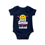 Just Smile Personalized Romper - NAVY BLUE - New Born (Chest 14")