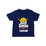Just Smile Personalized TShirt - NAVY BLUE - 0-5 Months Old (Chest 17")