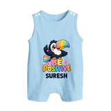 Be Positive Personalized Button Romper - BABY BLUE - New Born (Chest 18")