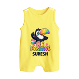 Be Positive Personalized Button Romper - PASTEL YELLOW - New Born (Chest 18")