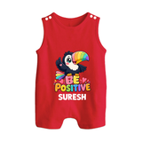 Be Positive Personalized Button Romper - RED - New Born (Chest 18")
