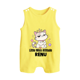 Little Miss Attitude Personalized Button Romper - PASTEL YELLOW - New Born (Chest 18")