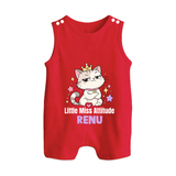 Little Miss Attitude Personalized Button Romper - RED - New Born (Chest 18")