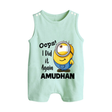 Oops! I Did It Again Personalized Button Romper - MINT GREEN - New Born (Chest 18")