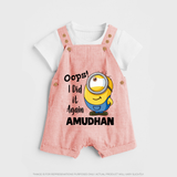 Oops! I Did It Again Personalized Dungaree - PEACH - 0 - 5 Months Old (Chest 18")