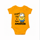 Oops! I Did It Again Personalized Romper - CHROME YELLOW - New Born (Chest 14")