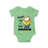 Oops! I Did It Again Personalized Romper - GREEN - New Born (Chest 14")
