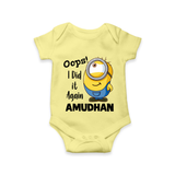 Oops! I Did It Again Personalized Romper - PASTEL YELLOW - New Born (Chest 14")
