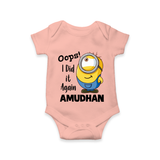 Oops! I Did It Again Personalized Romper - PEACH - New Born (Chest 14")