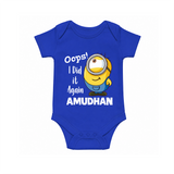 Oops! I Did It Again Personalized Romper - COBALT BLUE - New Born (Chest 14")