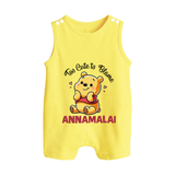 Too Cute To Blame Personalized Button Romper - PASTEL YELLOW - New Born (Chest 18")