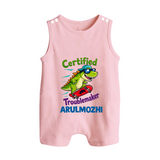 Certified Troublemaker Personalized Button Romper - BABY PINK - New Born (Chest 18")