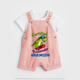 Certified Troublemaker Personalized Dungaree - PEACH - 0 - 5 Months Old (Chest 18")