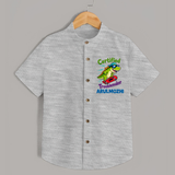 Certified Troublemaker Personalized Shirt - GREY - 0 - 6 Months Old (Chest 23")