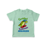 Certified Troublemaker Personalized TShirt - MINT GREEN - 0-5 Months Old (Chest 17")