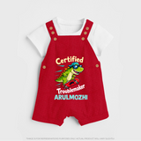 Certified Troublemaker Personalized Dungaree - RED - 0 - 5 Months Old (Chest 18")