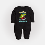 Certified Troublemaker Personalized Full Body Suit - BLACK - New Born (Chest 7.5")