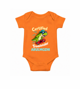 Certified Troublemaker Personalized Romper - ORANGE - New Born (Chest 14")