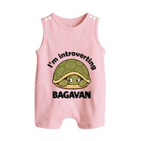 I'm Introverting Personalized Button Romper - BABY PINK - New Born (Chest 18")