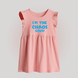 I'm The Chaos Personalized Baby Frock - BABY PINK - 0 - 3 Months Old (Chest 17")
