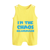 I'm The Chaos Personalized Button Romper - PASTEL YELLOW - New Born (Chest 18")