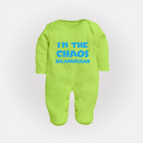 I'm The Chaos Personalized Full Body Suit - LIME GREEN - New Born (Chest 7.5")
