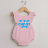 I'm The Chaos Personalized Romper Frock - BABY PINK - 0 - 3 Months Old (Chest 19")