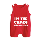 I'm The Chaos Personalized Button Romper - RED - New Born (Chest 18")