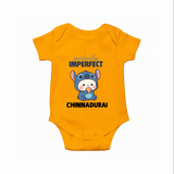 Perfectly Imperfect Personalized Romper - CHROME YELLOW - New Born (Chest 14")