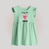 Lucky Girl Personalized Baby Frock - MINT GREEN - 0 - 3 Months Old (Chest 17")
