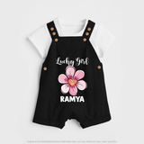 Lucky Girl Personalized Dungaree - BLACK - 0 - 5 Months Old (Chest 18")