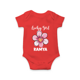 Lucky Girl Personalized Romper - RED - New Born (Chest 14")