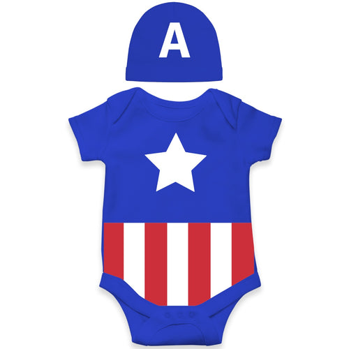 Star Shield Hero Inspired Baby Romper with Matching Blue Cap
