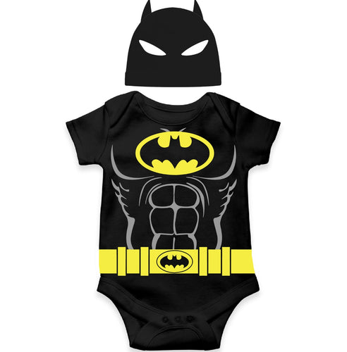 Black BatBaby Romper with Mask Superhero Onesie for Infants