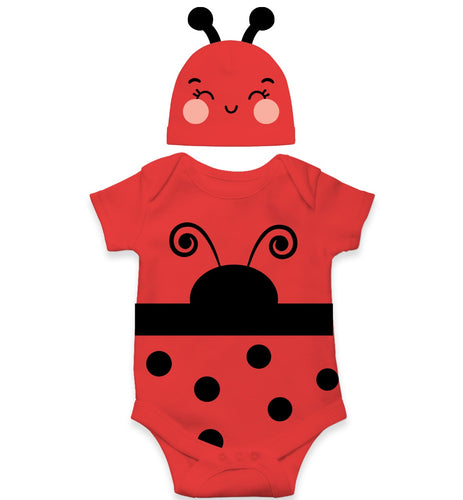 Red Ladybug Baby Romper with Matching Hat | Adorable Insect Themed Onesie for Infants